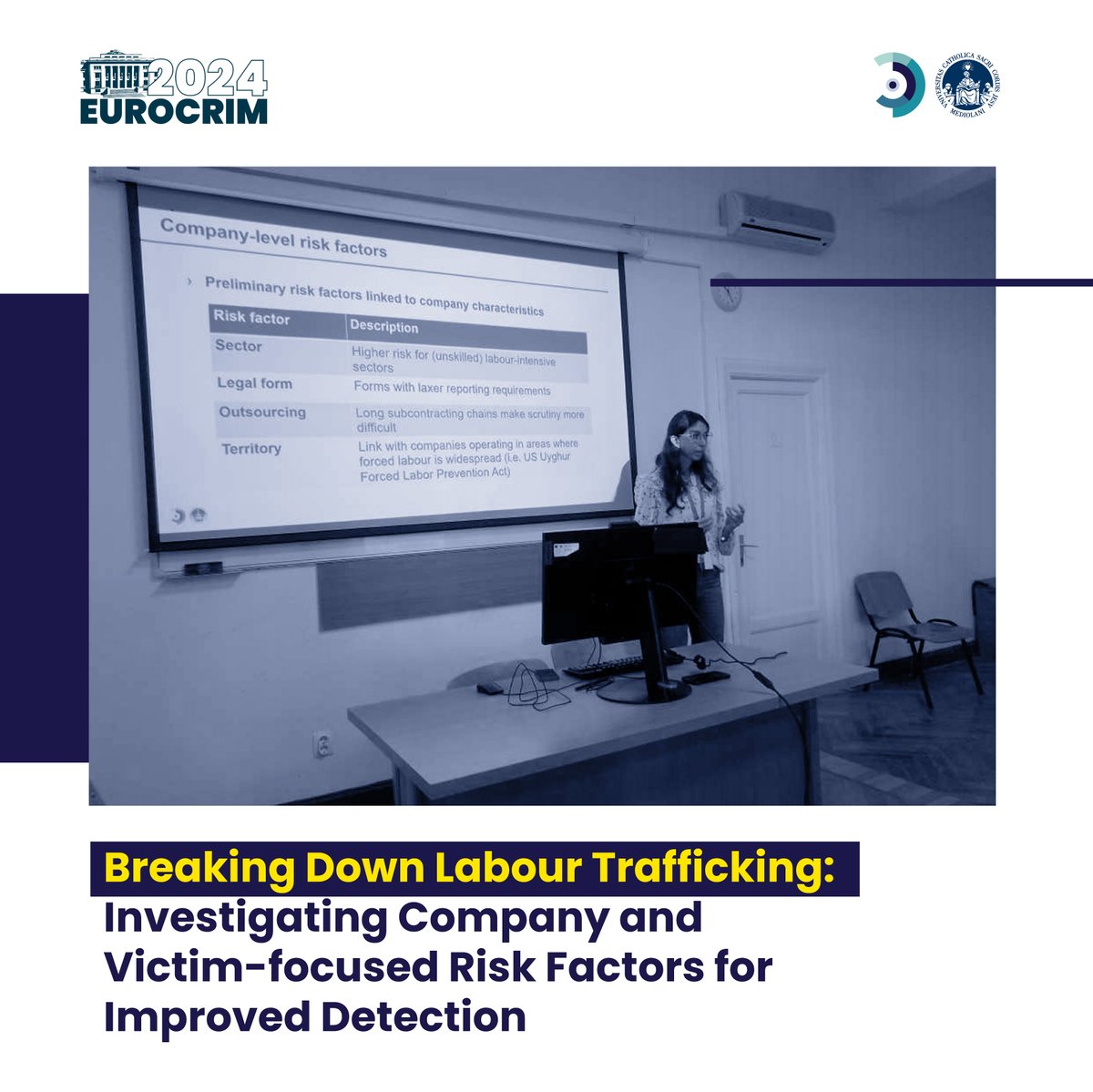 transcrime's tweet image. [V] Transcrime @ #Eurocrim2024 | How do Labour Traffickers Exploit Legitimate Companies?

Clara Rondani presented the preliminary results of our research within the EU project #INVERT: a risk-based analysis of the involvement of legitimate companies in labour trafficking.