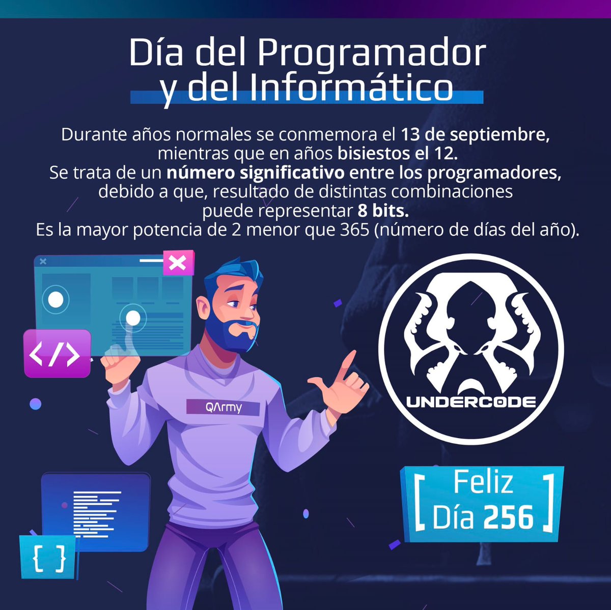 AJRF72's tweet photo. Feliz DIA DEL PROGRAMADOR (dia 256).
a los que SON, a los que se estan PREPARANDO, y a los que quieren SER Programadores! ! ! ! ! https://t.co/l8aGqpbFgu