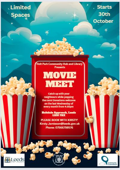 Project Development Team (@projectdevteam) on Twitter photo Cinema nights on the last Wednesday of every month.
Next showing- 30th October!
All films will be U/ PG. First come first serve! Refreshments included.
🎬Contact me to book a place. Kirsty.Jamieson@leeds.gov.uk
07566759576 <a href="/ProjectDevTeam/">Project Development Team</a> @LinkingLeeds Cinema nights on the last Wednesday of every month.
Next showing- 30th October!
All films will be U/ PG. First come first serve! Refreshments included.
🎬Contact me to book a place. Kirsty.Jamieson@leeds.gov.uk
07566759576 <a href="/ProjectDevTeam/">Project Development Team</a> @LinkingLeeds