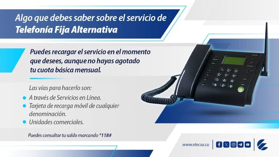 👉Si eres cliente del servicio de Telefonía Fija Alternativa (TFA)  puedes consultar y pagar tu factura (cuota) por #Transfermóvil , sólo con el ID de Pago.