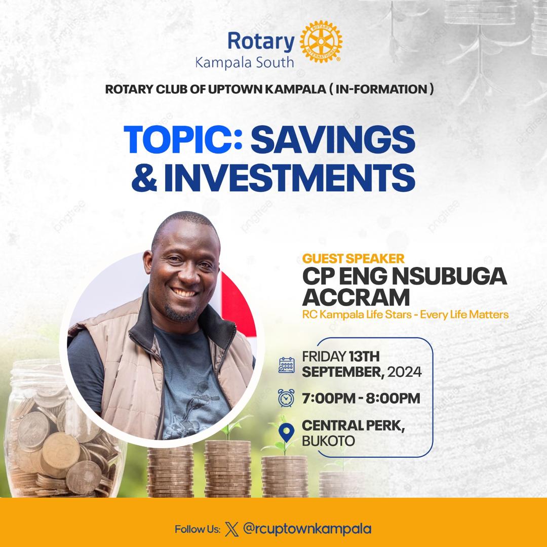 rcuptownkampala's tweet photo. Hello 👋 Good People 🤗.
We once again invite you for an educative physical session this Friday as we listen in to CP Eng. Nsubuga Accram of @rcklalifestars elaborate on #Savings & #Investiments. Please Come with a friend @KampalaSouth https://t.co/EyoQmuc3CX