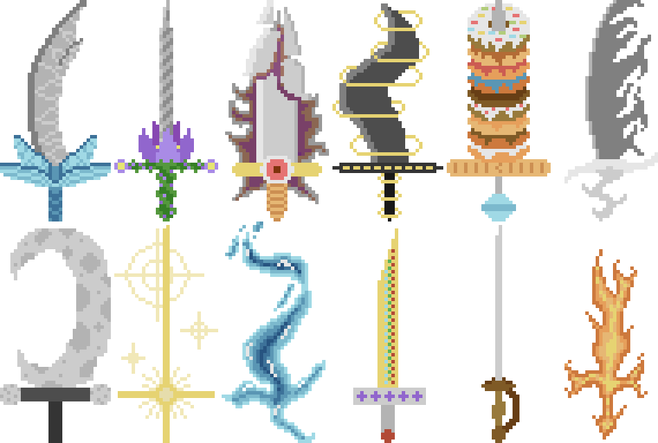 Catoblepon's tweet photo. I've been participating in #swordtember even tho I keep forgetting to share it over here... So here are the first 12 swords! https://t.co/2tfhxr3dCJ