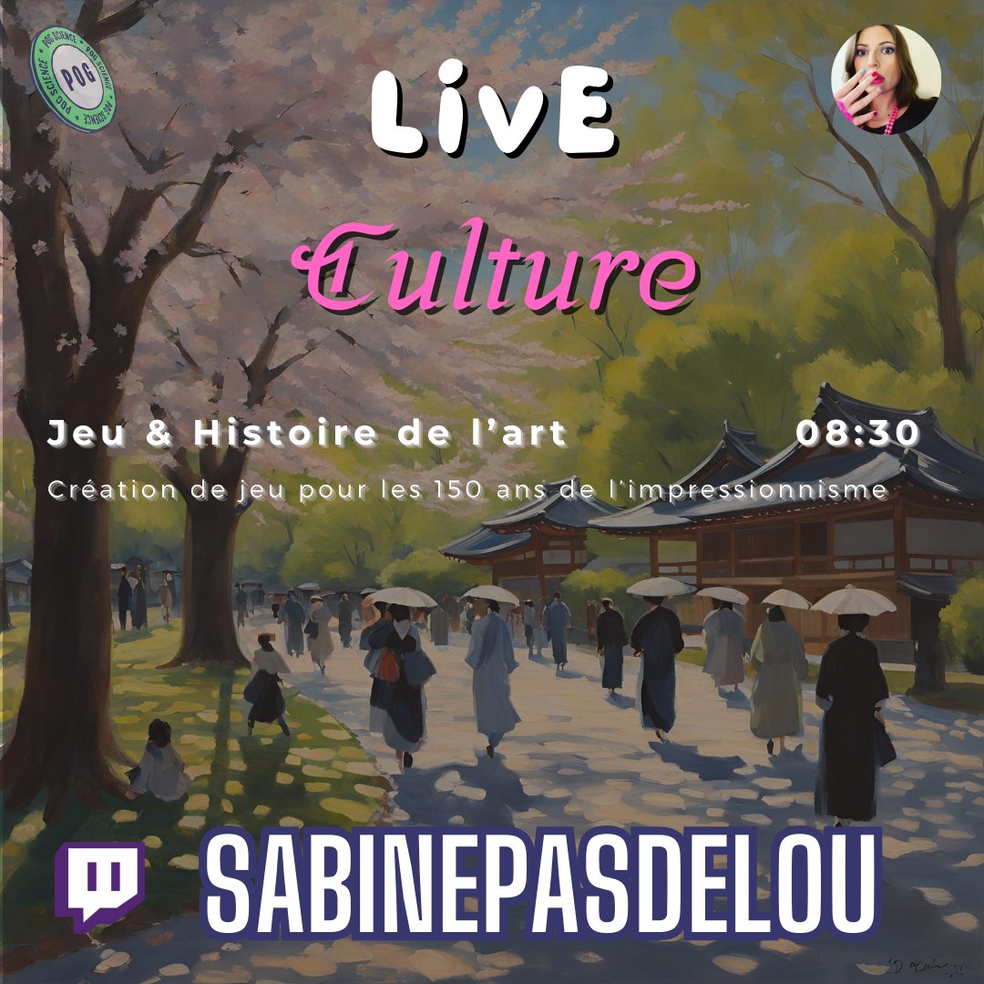 PogScience | aussi sur 🦋🧵 🖼️ 𝗶𝗻 ⓕ (@pogscience) on Twitter photo Demain 8h30, <a href="/spasdelou/">Dr Sabine Pasdelou</a> vous réveille avec une activité créatrice autour l'histoire de l'art.
➡ twitch.tv/SabinePasdelou
#Twitch #Vulgarisation #culture #art Demain 8h30, <a href="/spasdelou/">Dr Sabine Pasdelou</a> vous réveille avec une activité créatrice autour l'histoire de l'art.
➡ twitch.tv/SabinePasdelou
#Twitch #Vulgarisation #culture #art