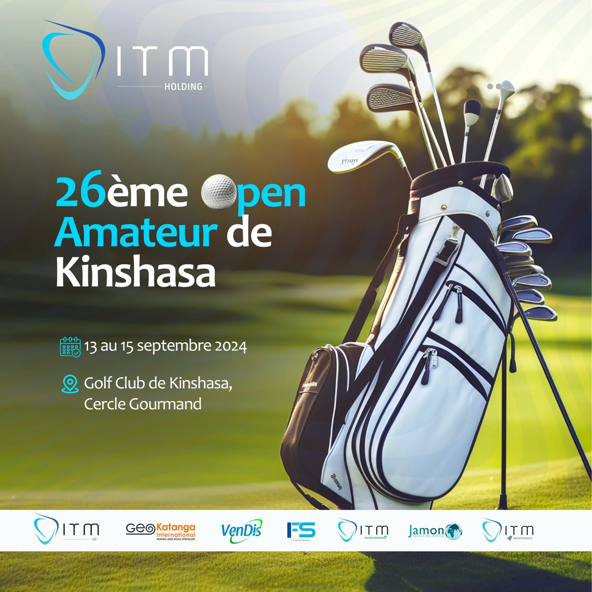 ItmRdc's tweet photo. Nous serons présents à l'Open Golf de Kinshasa ! ⛳️
Pendant trois jours se tiendra l’un des événements les plus attendus à Kinshasa. 🏌️♂️
Rejoignez-nous du 13 au 15 septembre pour vivre un week-end passionnant au Cercle Gourmand. 📆
#OpendeGolf
#CercleGourmand
#weareITM
#ITM https://t.co/n5vXhsxHRx