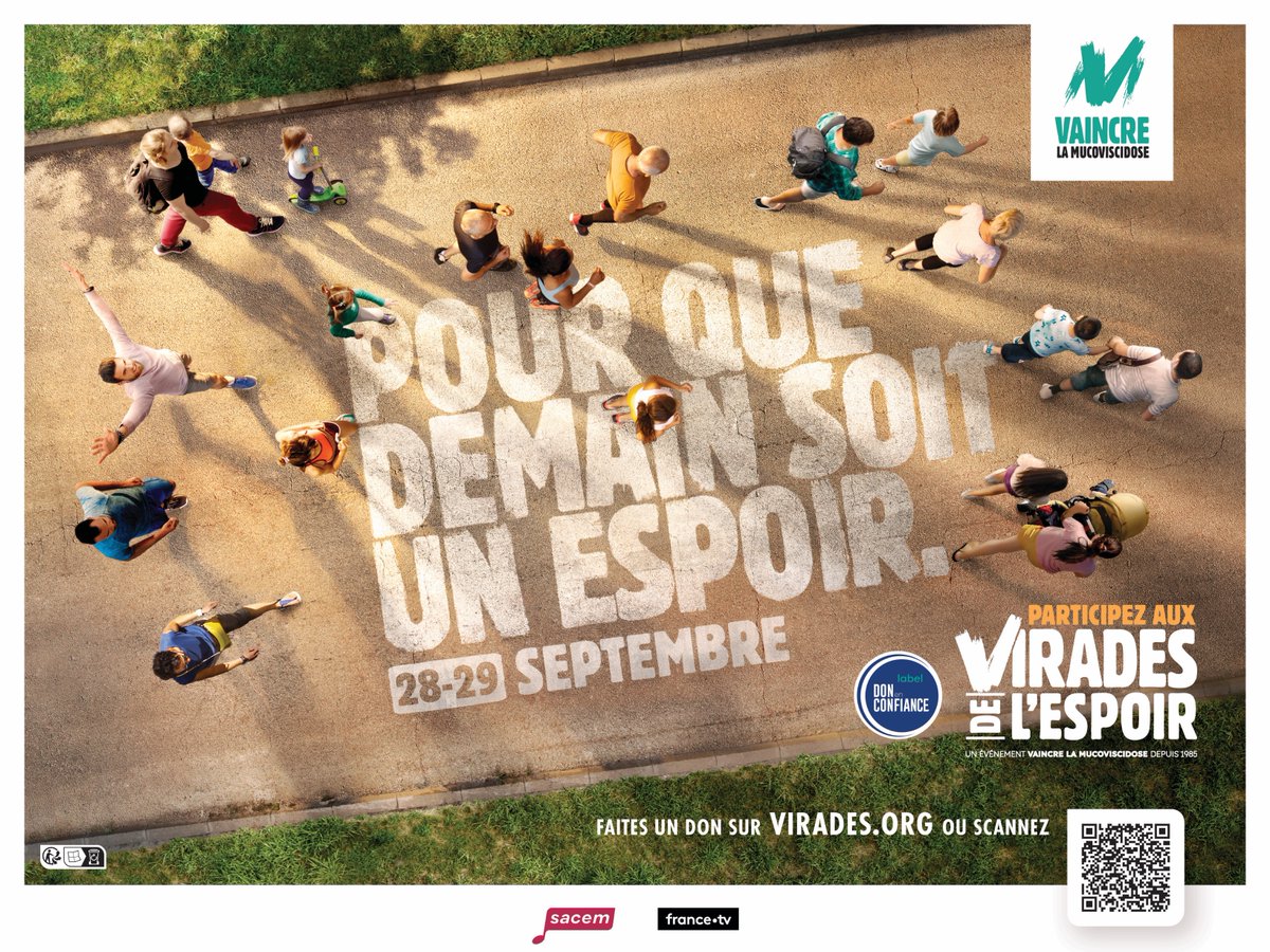 #BilletDuJeudi vous donne rdv aux Virades de l'Espoir les 28/29 septembre! Pour que demain soit un espoir pour près de 8000 patients, venez nous rejoindre! #DemainEstUnEspoir #Virades2024 bit.ly/4e1Mndm