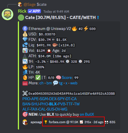 ApeNetworkX's tweet photo. We had an insane 315x call from @Gonz1495 on $CATE, where the entire server printed well over $200k combined at this point. 

We are currently not accepting new members, follow us so you can get in when we open up the applications again. 🦍 https://t.co/wTgNLfJ3yr