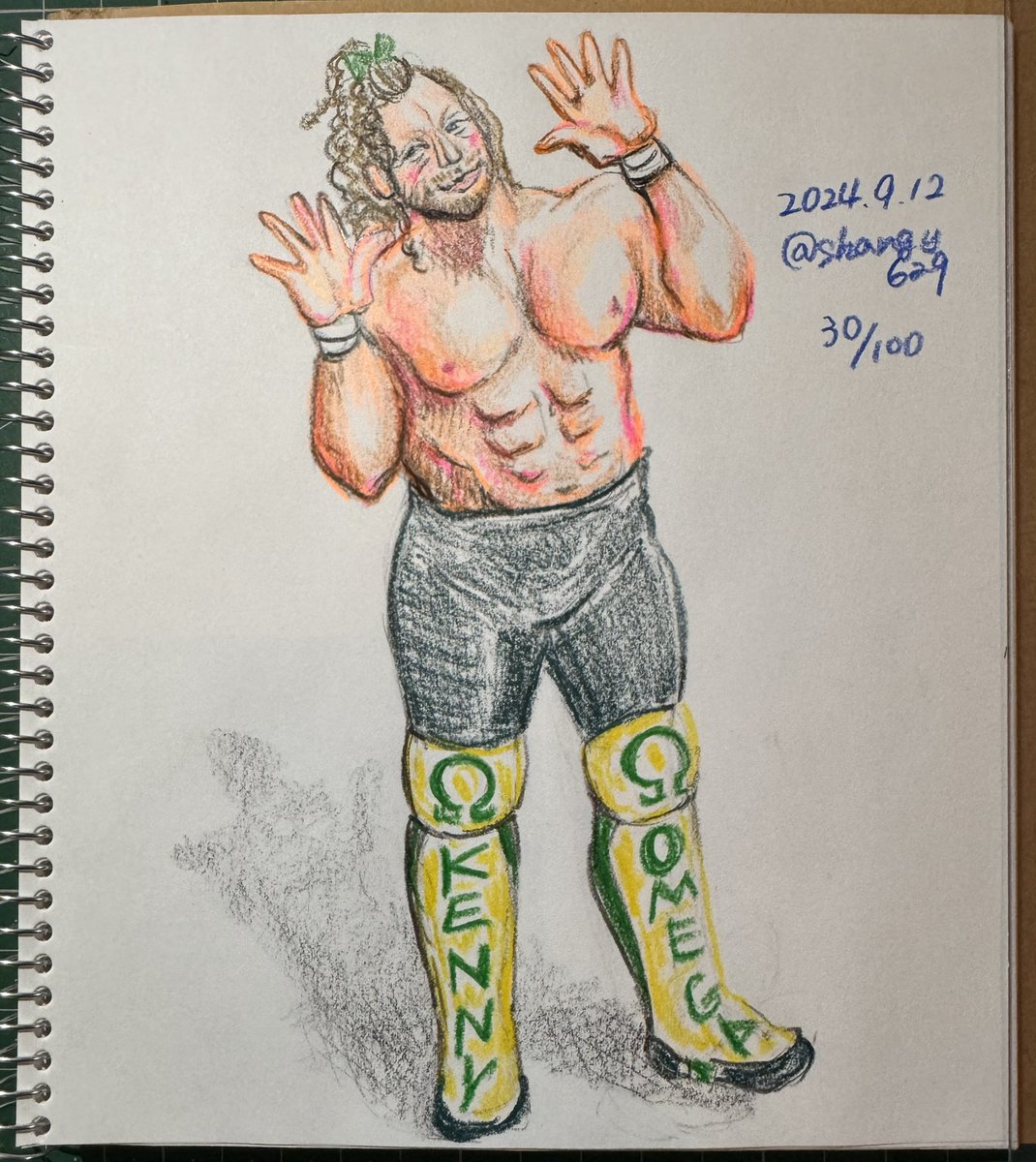 shangy629's tweet photo. 100枚描いたら願いが叶う!!✍️
ようやくの30枚目は「ドンマイケルポーズ」🙌
ケニーが快復して、リングでイブシさんと中澤さんと一緒に大暴れする姿が見られますように🙏
30/100
#願掛けケニー100 #KennyOmega #KENNYisGOD https://t.co/Ka0dfZexcl