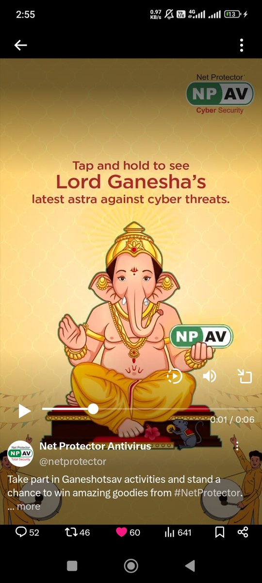 Chandansahoo378's tweet image. Done

#NetProtector #NPAV #CyberSecurity #Ganeshotsav #ContestAlert
@netprotector 

@Ranjank1706 @igangadhars @sakuntalaa0 @Gayathrimohan_ @Nalini18751612