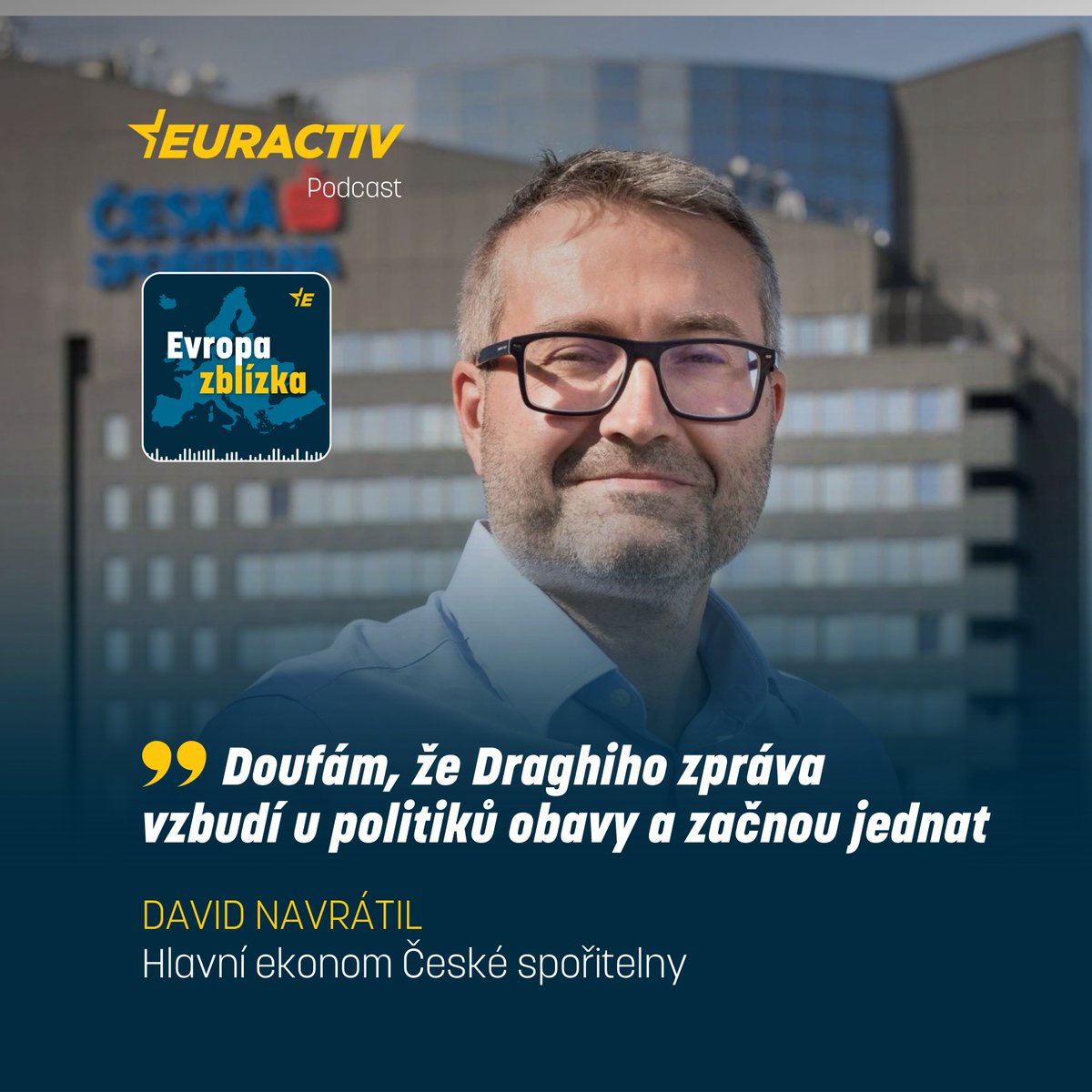 update_eu_cz's tweet image. Ekonom Mario Draghi představil dlouho očekávanou zprávu o konkurenceschopnosti #EU. Co přináší a jsou jeho doporučení politicky průchozí? V podcastu 🎙#Evropazblízka odpovídá @DavidDnavratil, hlavní ekonom @Ceskasporitelna @Research_sporka #CSAS.

🎧➡️ shorturl.at/8u0by