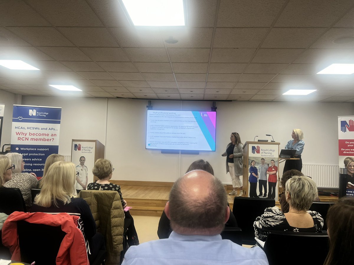 IndSectorNI's tweet photo. 1st #Presentation this morning is the #winners of @RCN_NI Palliative Care #Nurse of the Year 2024 #award 🏆

Both teams giving an overview of their amazing #roles and #work in the @NHSCTrust &amp; @BelfastTrust 👏🩺💊 https://t.co/nVOFgzry7J