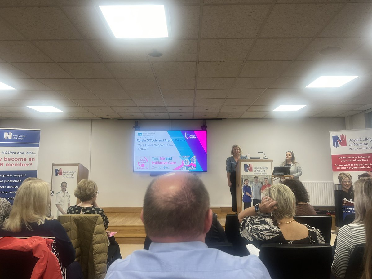 IndSectorNI's tweet photo. 1st #Presentation this morning is the #winners of @RCN_NI Palliative Care #Nurse of the Year 2024 #award 🏆

Both teams giving an overview of their amazing #roles and #work in the @NHSCTrust &amp; @BelfastTrust 👏🩺💊 https://t.co/nVOFgzry7J
