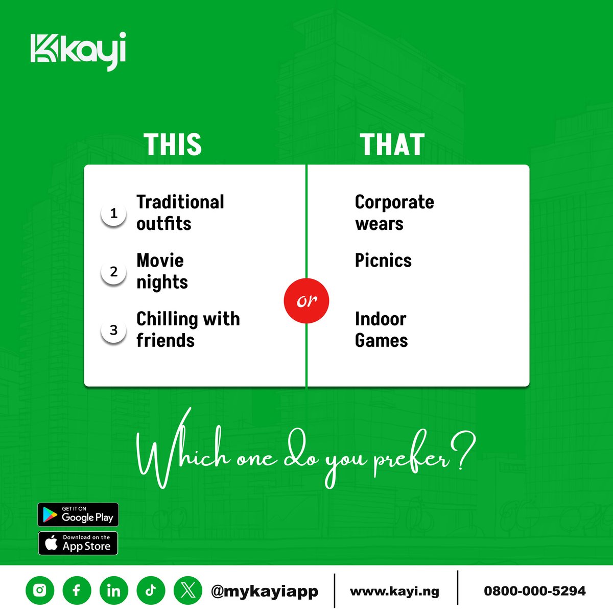 mykayiapp's tweet image. Which one do you prefer?

Let us know in the comments!

#FunChoices
#Whichdoyouprefer
#MyKayiapp
#Kayiway
#Digitalbanking