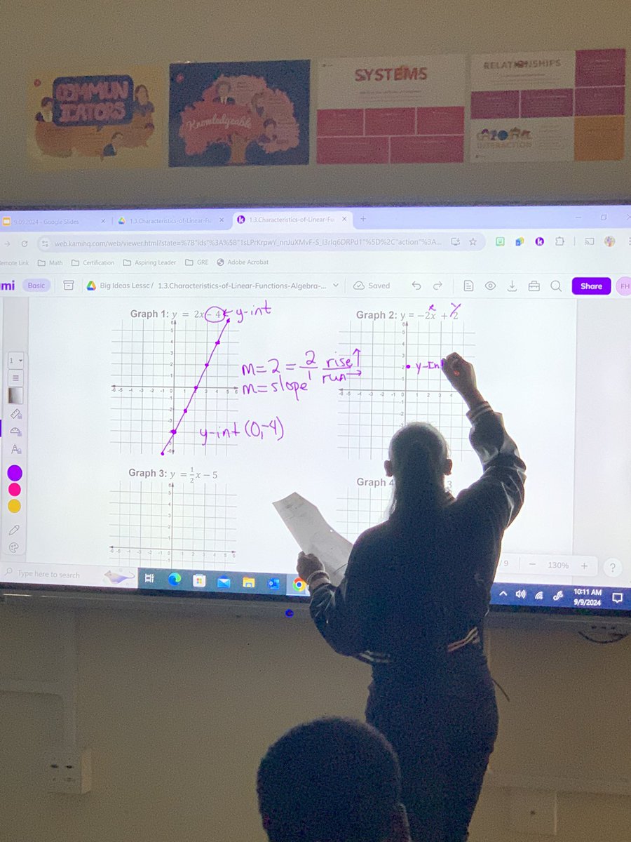 FantaHelton's tweet photo. Algebra 1 students in action! ๐ Today, they took the lead, teaching their peers how to graph linear functions and identify key characteristics of functions. It's all about teamwork, understanding, and putting their math skills to the test!#MathLeaders #PeerTeaching #ACTION https://t.co/nC6TeCuv3W