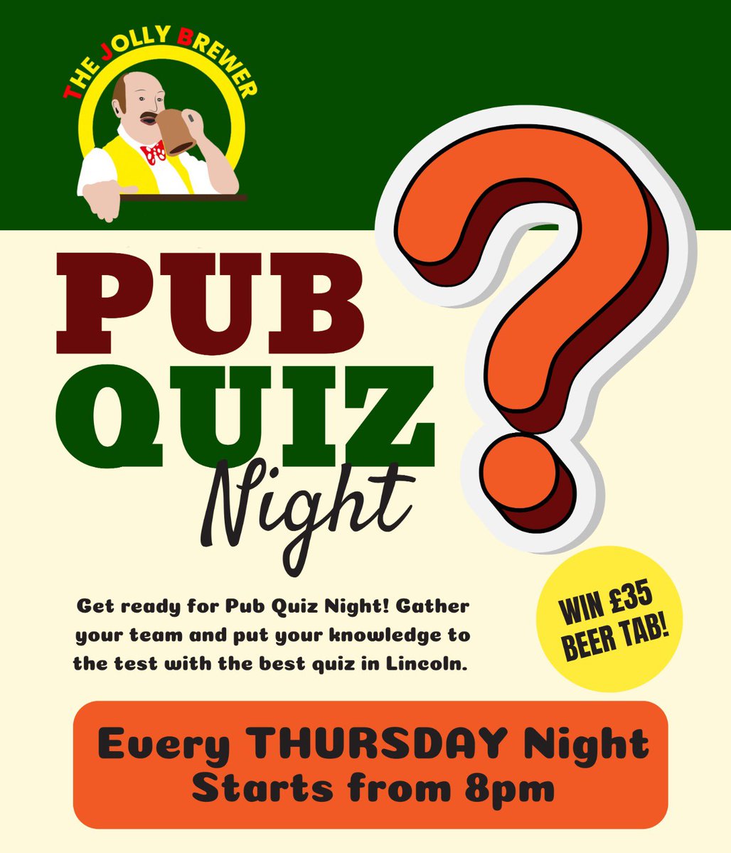 LINCOLN! It’s quiz night tonight 🤩

Everyone come on down and enjoy a truly incredible evening.

Thursday is the new Friday anyway 😜