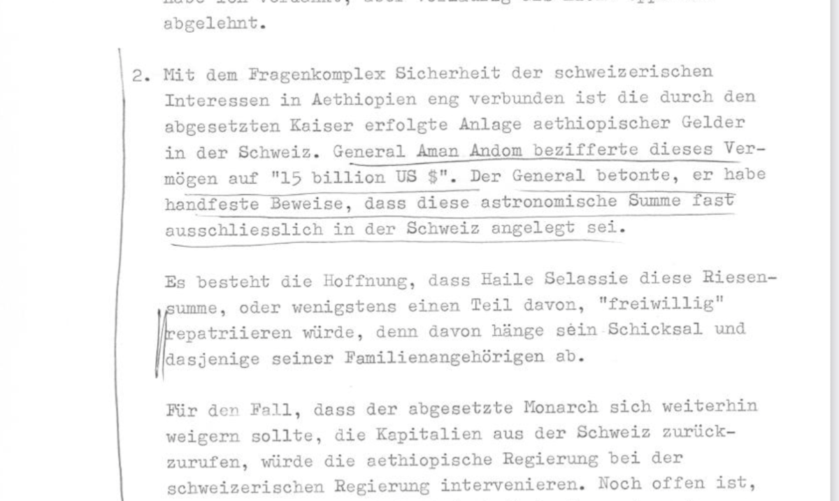 Dodis's tweet photo. Heute vor 50 Jahren, am 12. September 1974, wurde Äthiopiens Kaiser Haile Selassie gestürzt. Die neue Militärregierung warf der Schweiz vor, dass #Selassie 15 Milliarden Dollar #Fluchtgeld auf Schweizer Banken eingelagert habe. Vgl. https://t.co/QxKMjTpZTi #histCH #Bankgeheimnis https://t.co/XPwLyGdV86
