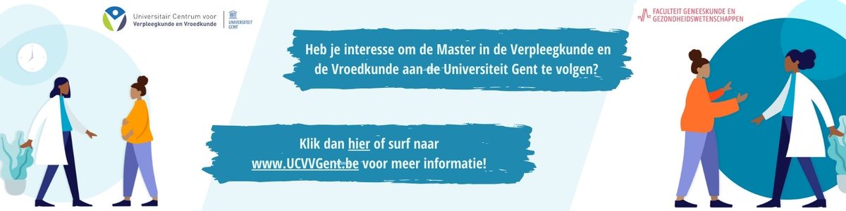 University Centre for Nursing and Midwifery (@ucvvgent) on Twitter photo 🎓Heb je interesse om de Master in de Verpleegkunde en de Vroedkunde te volgen aan de Universiteit Gent?
🔍Neem dan een kijkje op onze website ucvvgent.be/onderwijs voor meer informatie!
@DimitriBeeckman <a href="/Ann_VanHecke/">Ann Van Hecke</a> <a href="/KinnaerLise/">Lise-Marie Kinnaer</a> <a href="/ugent_fge/">UGent Geneeskunde & Gezondheidswetenschappen</a> <a href="/ugent/">UGent</a>
#Nursing #Education 🎓Heb je interesse om de Master in de Verpleegkunde en de Vroedkunde te volgen aan de Universiteit Gent?
🔍Neem dan een kijkje op onze website ucvvgent.be/onderwijs voor meer informatie!
@DimitriBeeckman <a href="/Ann_VanHecke/">Ann Van Hecke</a> <a href="/KinnaerLise/">Lise-Marie Kinnaer</a> <a href="/ugent_fge/">UGent Geneeskunde & Gezondheidswetenschappen</a> <a href="/ugent/">UGent</a>
#Nursing #Education