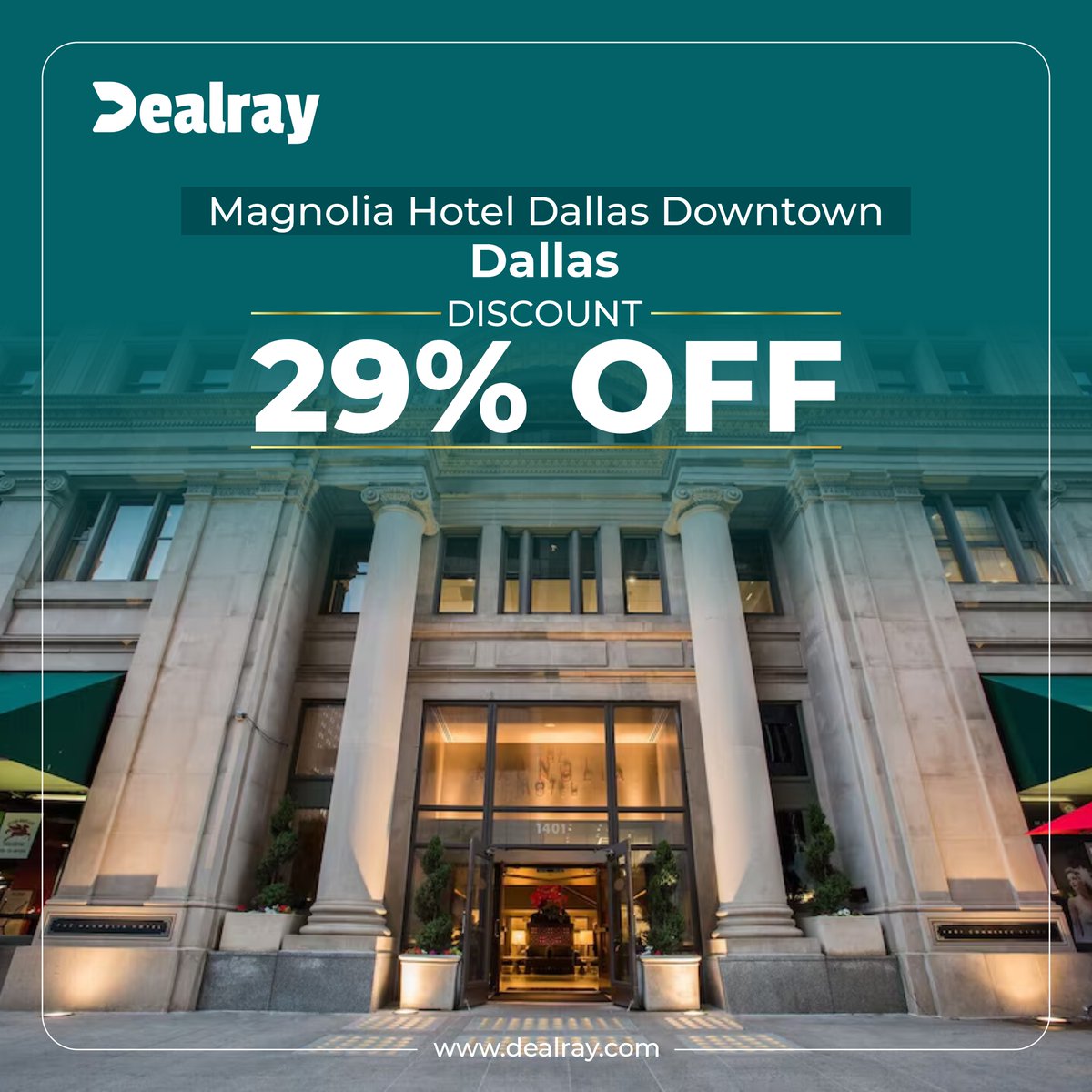 DealRay's tweet photo. Discover the best hotel deals in Dallas on DealRay! Our platform provides incredible discounts and special offers. Book now to experience luxury stays at unbeatable prices!
Magnolia Hotel Dallas Downtown:- https://t.co/famtO1AQRt

Visit:- https://t.co/bQOq98G1Kv https://t.co/p3Me6Fc5vD