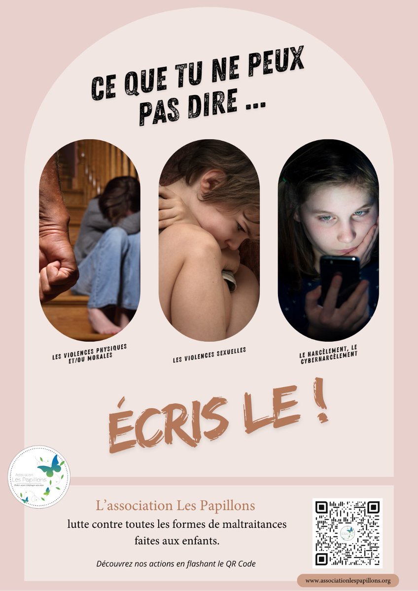 Je vous présente l'affiche de la nouvelle campagne de l'association Les Papillons.
Le but c'est qu'elle soit partagée le plus possible et que les villes nous la demandent pour sensibiliser, informer et prévenir.
On compte sur vous 
associationlespapillons.org