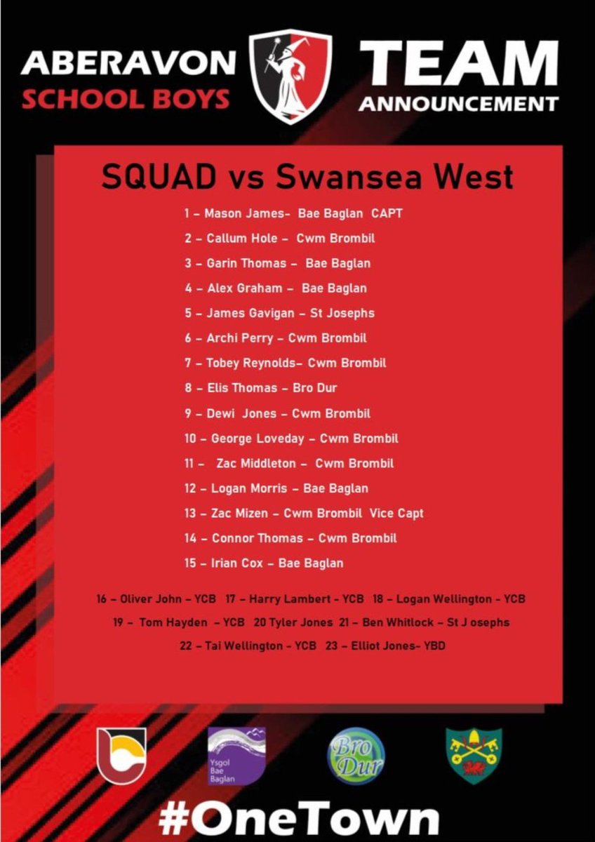 Good luck to our year 11 pupils selected to represent <a href="/Aberavonschools/">Aberavon Schools</a> tomorrow night.