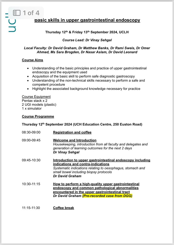 Dr David Graham kick starting the Basic Skills in Upper GI Endoscopy Course with an excellent demonstration of station based lesion detection and image enhancement for delegates.