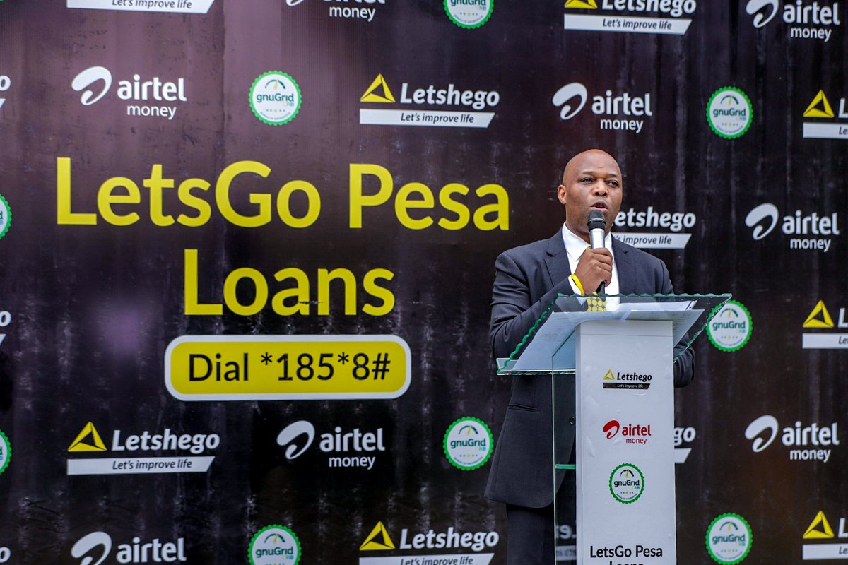 Airtel Money Uganda (@airtelmoneyug) on Twitter photo <a href="/AirtelUGMD/">Soumendra Sahu</a> <a href="/dabirungi/">David Birungi</a> <a href="/NByuma/">Noella Kabami Byuma</a> <a href="/gnugridcrb/">gnuGrid CRB</a> <a href="/LetshegoUganda/">Letshego Uganda</a> <a href="/Obwangamoi/">Opio David</a> <a href="/UgMicrofinAuth/">Uganda Microfinance Regulatory Authority (UMRA)</a> Closing the launch, Giles Germany - Chief Executive Officer Letshego says that the platform is user-friendly and designed for the daily behaviour of an Airtel money customer. âThe ease means that a person can access financial services easily,â he says
#LetsGoPesaLoan <a href="/AirtelUGMD/">Soumendra Sahu</a> <a href="/dabirungi/">David Birungi</a> <a href="/NByuma/">Noella Kabami Byuma</a> <a href="/gnugridcrb/">gnuGrid CRB</a> <a href="/LetshegoUganda/">Letshego Uganda</a> <a href="/Obwangamoi/">Opio David</a> <a href="/UgMicrofinAuth/">Uganda Microfinance Regulatory Authority (UMRA)</a> Closing the launch, Giles Germany - Chief Executive Officer Letshego says that the platform is user-friendly and designed for the daily behaviour of an Airtel money customer. âThe ease means that a person can access financial services easily,â he says
#LetsGoPesaLoan