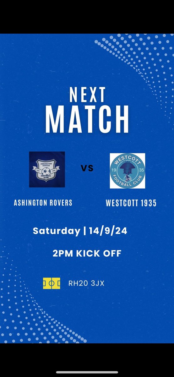 Westcott1935FC's tweet photo. After a strong 5-1 win in our first league game against Ewhurst last week; we’re back on the road again against a good Ashington Rovers side 🧙‍♂️💙 https://t.co/rCFosl2yN7