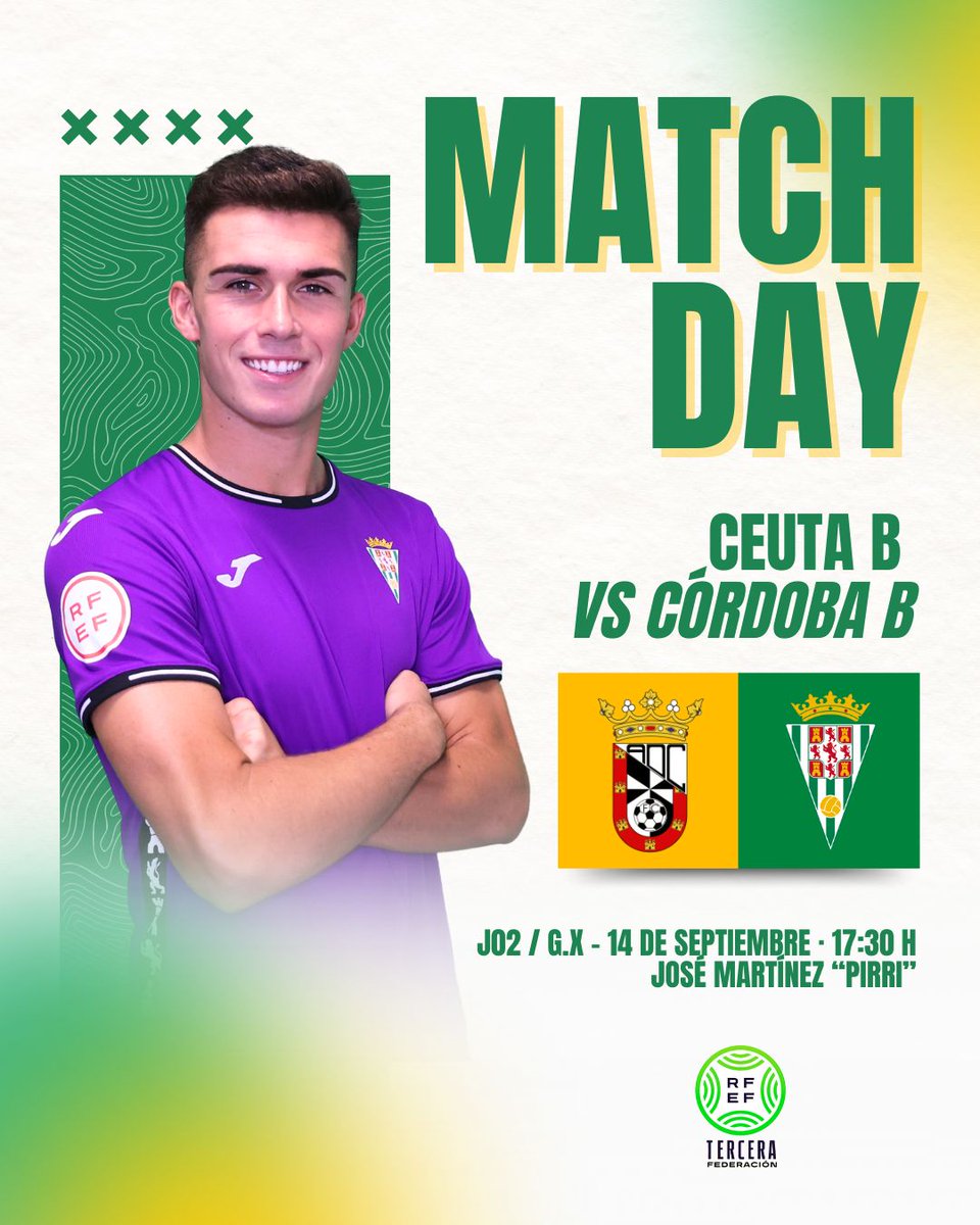 ⚽️ 🇲​🇦​🇹​🇨​🇭​🇩​🇦​🇾​⚽️

👉🏻 El #CórdobaB afronta hoy su J.2 en #TerceraRFEF ⤵️

🆚 <a href="/ADCeuta_FC/">AD CEUTA FC</a> B
⏰ 17:30 h 
🏟️ José Martínez "Pirri"
#️⃣ #CeutaBCCFB

💚#CanteraCCF