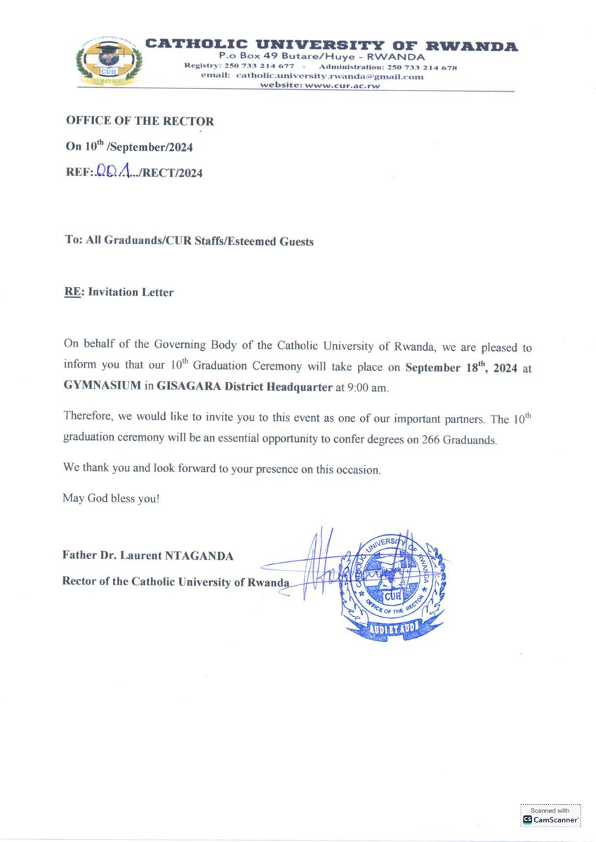CUR_Rwanda's tweet photo. 🔴CUR Tenth Graduation is now officially Announced. https://t.co/LMLAJb1az1