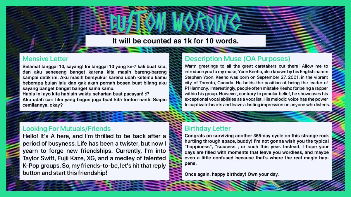 Noiselessdawn's tweet photo. #zonauang | Hello! Aru is back to provide wording services for those confused about making caption updates, biography, or perhaps custom wording. Make sure to tag me after sending the form for a quicker response! 🔥 https://t.co/1LQuhXAtR7