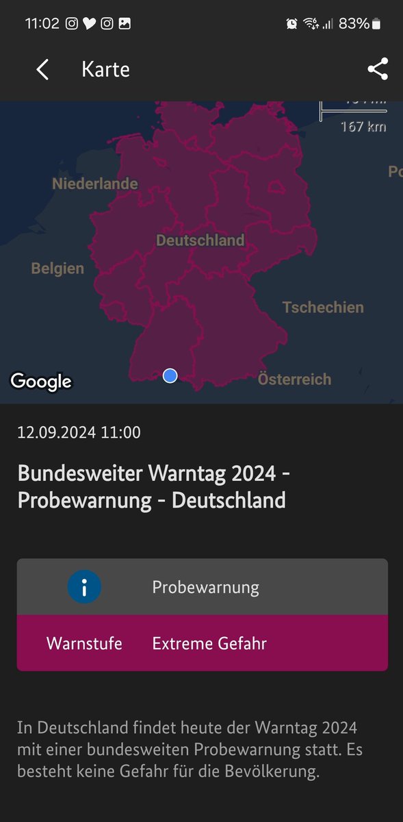 Micha_Horber's tweet photo. Sowohl #cellbroadcast als auch #NINA die #warnApp des #Bundes haben bestens funktioniert!
#Glückwunsch zum heutigen #Gelingen liebes @BBK_Bund und @BMI_Bund
#Warntag2024 #Warntag #warnmittelmix https://t.co/GgkdxRj2pC