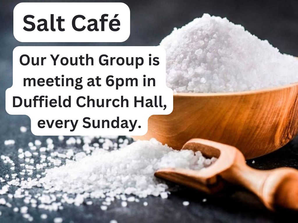 StAlksDuffield's tweet photo. Our Evening Service is BACK at 7pm on Sunday, and Salt Café will be running EVERY week (in term time) at 6pm. https://t.co/lgqBOzM7Js