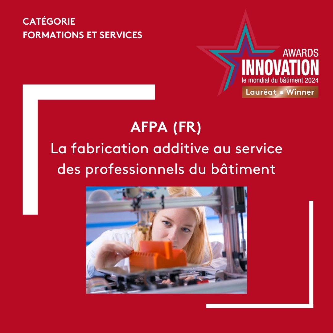 🌟 Découvrez les lauréats des Awards de l'Innovation - catégorie Formations et Services.

🥇 #CTICM 
🥈 <a href="/capeb_fr/">La CAPEB</a> 
🥉 <a href="/Afpa_Formation/">Afpa</a>

🎫 Mon badge gratuit : ow.ly/63y550TjIf8