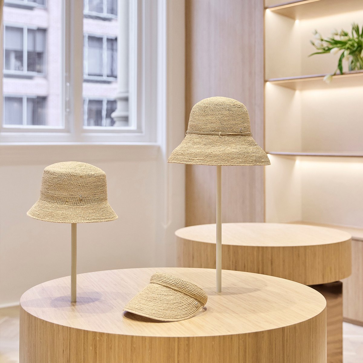 Helen Kaminski: Product as Landscape. A flowering meadow of headwear and other items that the customer meanders through to discover the story behind the Helen Kaminski brand.  Image:Tim Kindler