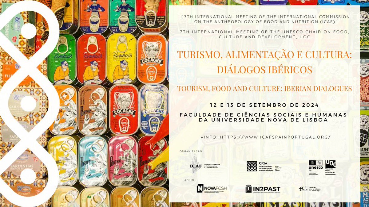 Almost starting our 7TH INT. MEETING <a href="/FoodAtUOC/">Food Culture Chair UNESCO-UOC</a> , in coincidence with the 47TH INT. MEETING ICAF <a href="/ICAF_EUROPE/">ICAF International</a> <a href="/IcafSpain/">ICAF SPAIN</a> 
TOURISM, FOOD AND CULTURE: IBERIAN DIALOGUES
September 12-13, 2024

FACULDADE DE CIÊNCIAS SOCIAIS E HUMANAS, UNIVERSIDADE NOVA DE LISBOA

Welcome to Lisbon!
