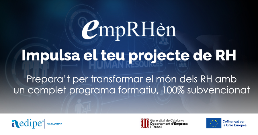 Encara ets a temps! 
Impulsa el teu projecte tecnològic de RH amb empRHèn 2024. Un programa formatiu, 100% subvencionat, de la mà d’Aedipe Catalunya.
Adquiriràs coneixements profunds i aplicables per al teu projecte de futur.
bit.ly/empRHen24