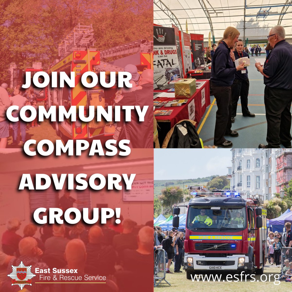 EastSussexFRS's tweet image. 🚒Make a difference!🚒

We&apos;re seeking passionate voices from #BrightonandHove and #EastSussex to join our Community Compass Advisory Group (CCAG). Share your insights &amp;amp; help improve our services!⭐🚨

Find out more here 👉 esfrs.org/ccag

#CommunityCompass #ESFRS