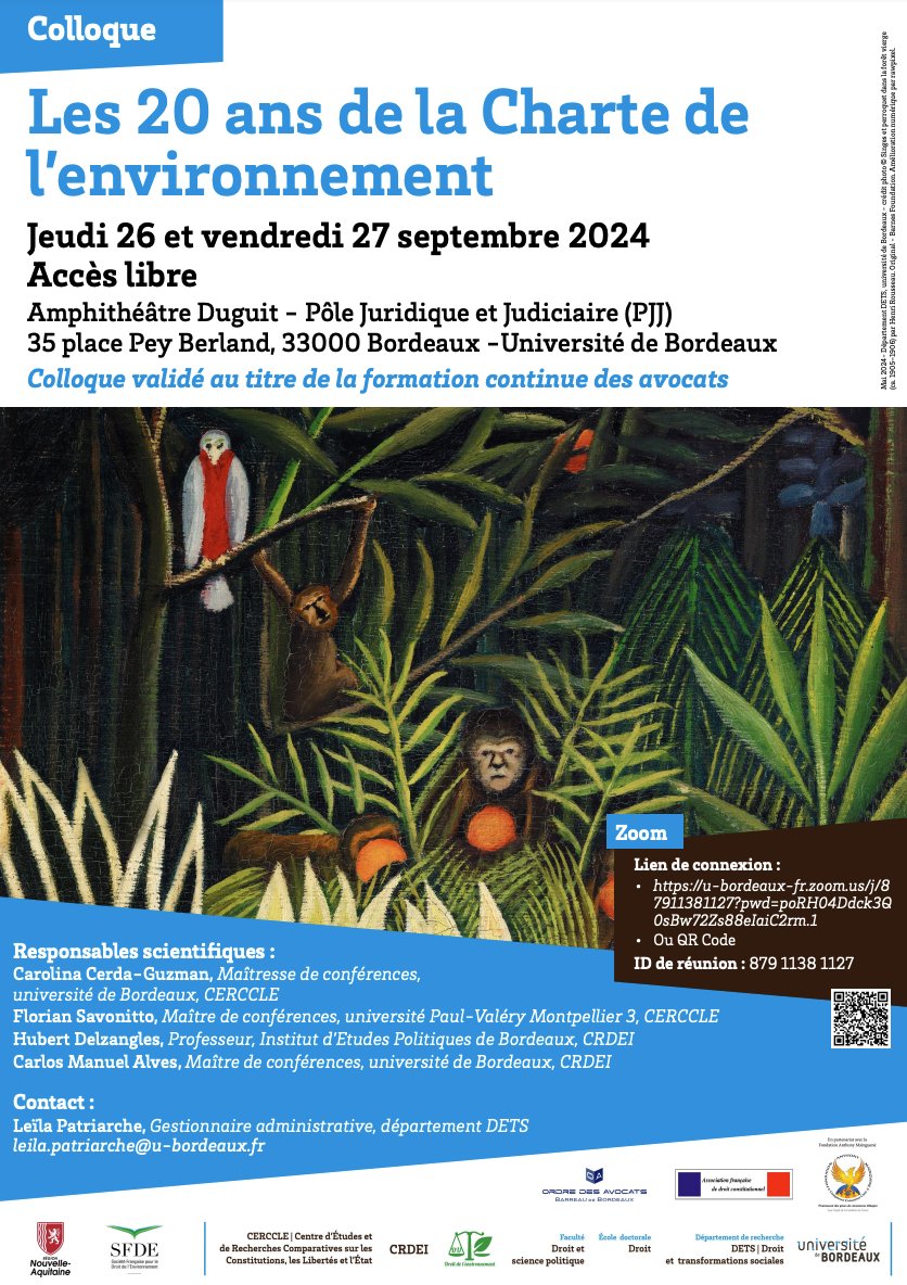 julien_betaille's tweet image. Bientôt à Bordeaux @cerccle @CRDEI_33 @hdelzangles pour ce très beau colloque sur les 20 ans de la Charte de l'environnement cerccle.u-bordeaux.fr/evenements/les…