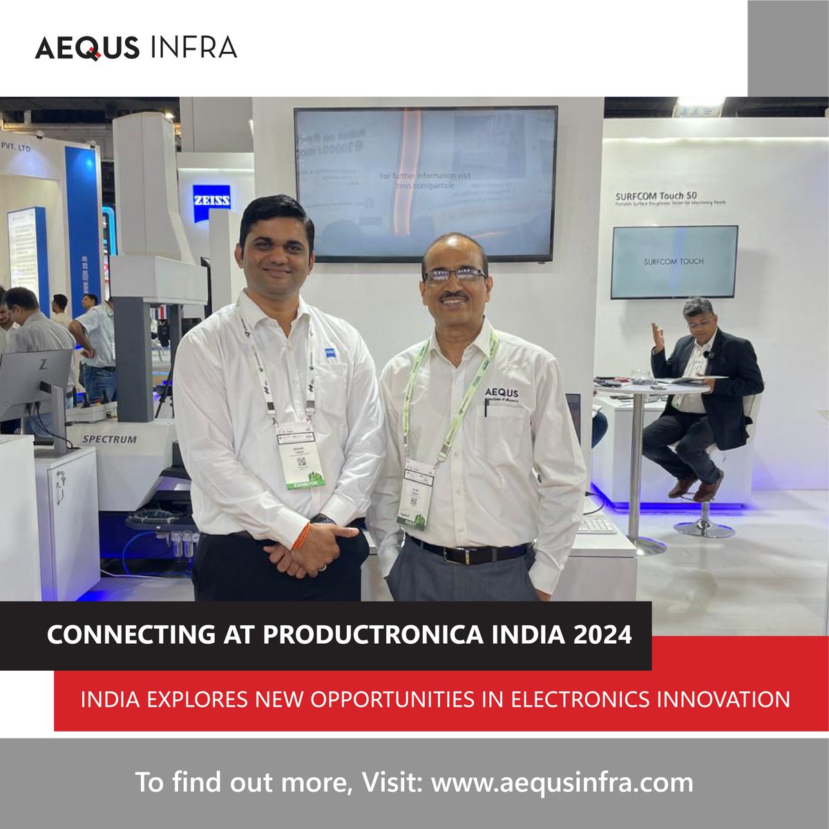 aequs_infra's tweet photo. Exciting times at Productronica India 2024! Aequs Infra connected with Zeiss India, exchanging insights and exploring collaborations in electronics development. Looking forward to more partnerships and innovation #ProductronicaIndia #AequsInfra #ZeissIndia #ElectronicsDevelopment https://t.co/AS8ORAQITj