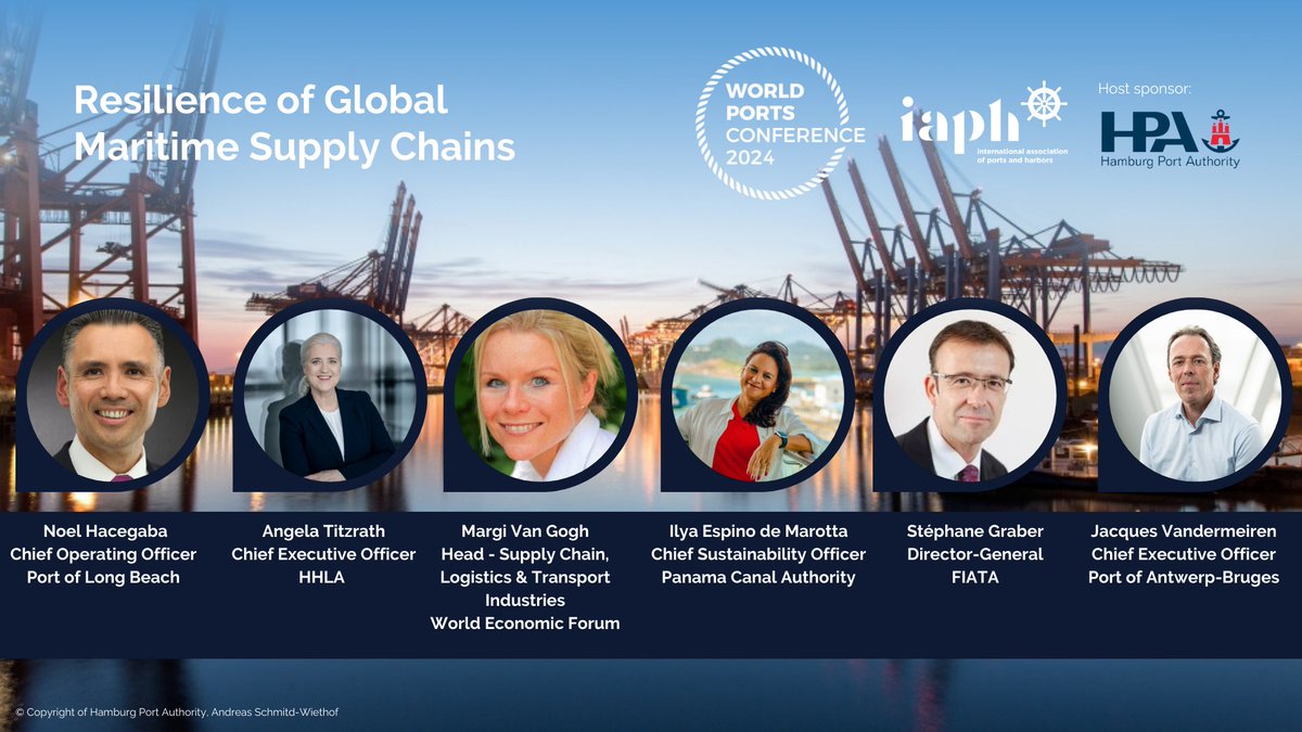Not long to go until hashtag#IAPH2024!

In this session you will hear how #ports and #supplychain actors are building in resilience to cope with the world post Just-in-Time.

Book your delegate space now: worldportsconference.com/event/bbe92ab9…