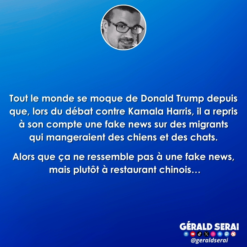 GeraldSerai's tweet photo. #bfn #breakingfakenews #humour #brèves #actualite #debate #KamalaHarris #DonaldTrump #fakenews #MigrantSpring #Springfield #chiens #chats
Suivez-moi ! 😜 https://t.co/XEFUCGpn10