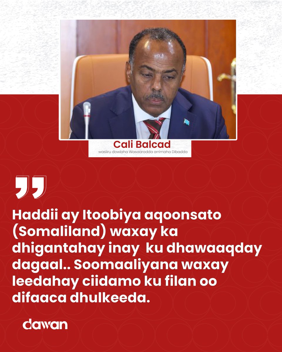 Dawan_tv's tweet photo. Malaga yaabaa Soomaaliya in ay dagaal qaado haddii  Itoobiya ay aqoonsato #Soomaliland?
#Ethiopia 
#Somalia https://t.co/mGVeCjlmIK