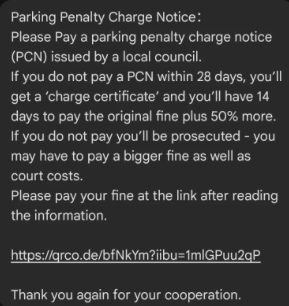 CaFNottmCity's tweet photo. ⚠️If you receive a text message telling you that you have received a penalty "by a local council", then delete and block it - its a scam.
Please do not tap the link or make a payment.

Please share!
#Scam #ScamAlert #Text #parking #Nottingham #Nottinghamshire #Fraud #UK https://t.co/6rn7epnOhS