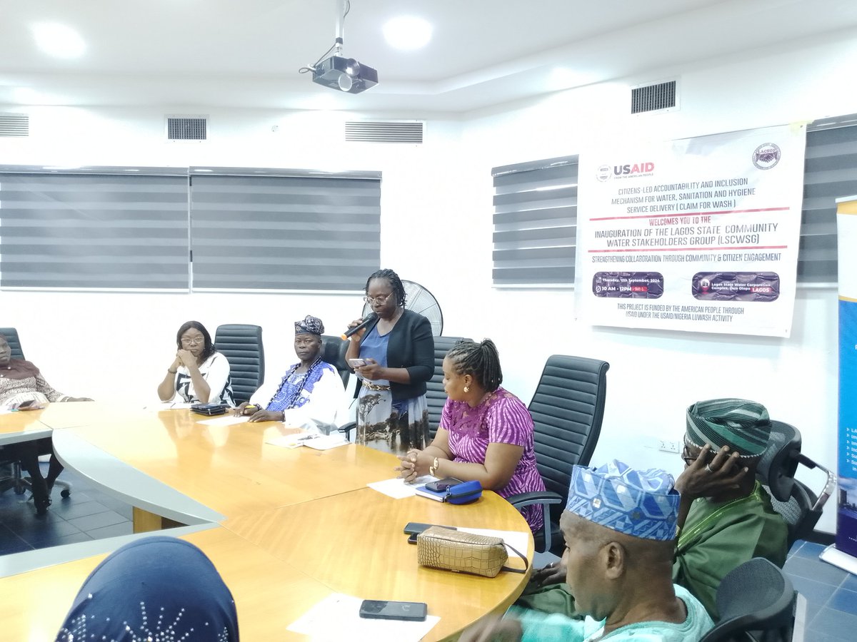 LACSOP's tweet photo. Goodwill message from Mrs. Peju Isola, Divisional Director Customer Commercial and Community Relations of @Lagoswater at the on-going #claimforWASH
Inauguration of the Lagos State Community Water Stakeholders Group.
@Chemonics
@lswmomedia
#LSCWSGInauguration
#CleanWaterForLagos https://t.co/h2OBb3fl9x