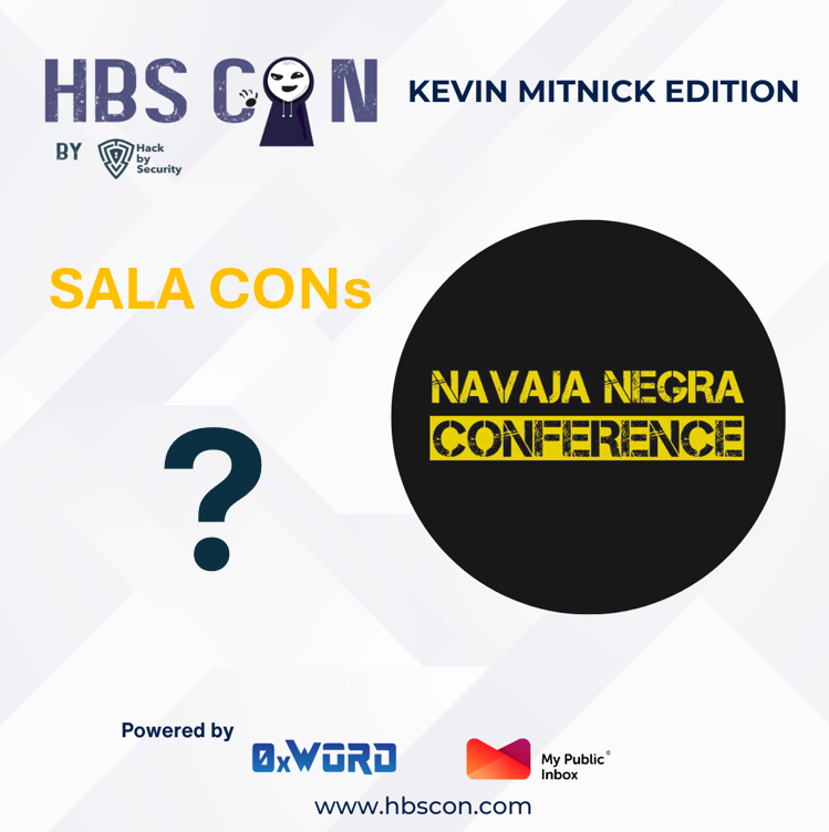 HackbySecurity's tweet photo. Los chicos de @NavajaNegra_AB cerrarán el evento de la @hbscon @kevinmitnick Edition Powered by @mypublicinbox &amp; @0xWORD ¿con qué nos sorprenderán?
Os esperamos el 26 de octubre en @LaNaveMadrid 🚀#Hackers

https://t.co/o3hIDFLkTR

#hacking #ciberseguridad #hackbysecurity #hackia https://t.co/hNsHsqyr0N