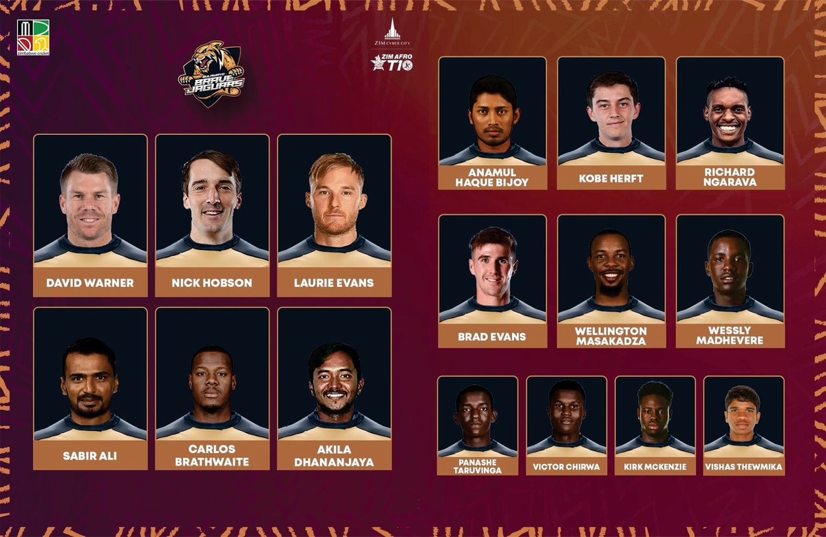 Bulawayo Brave Jaguars ready to roar! 🦁🔥

#T10league #CricketsFastestFormat #InTheWild
