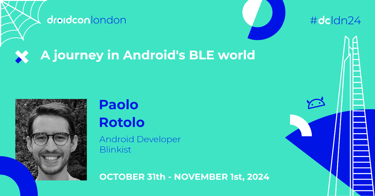 droidcon London (@droidconlondon) on Twitter photo Get ready for an inspiring #dcldn24 talk by <a href="/paolorotolo/">Paolo Rotolo</a> ✨
#AndroidDevs know working with BLE on #Android can be complex. This talk covers BLE basics, libraries, #Kotlin tools, & real-life scenarios to simplify development. london.droidcon.com/paolo-rotolo/ Get ready for an inspiring #dcldn24 talk by <a href="/paolorotolo/">Paolo Rotolo</a> ✨
#AndroidDevs know working with BLE on #Android can be complex. This talk covers BLE basics, libraries, #Kotlin tools, & real-life scenarios to simplify development. london.droidcon.com/paolo-rotolo/