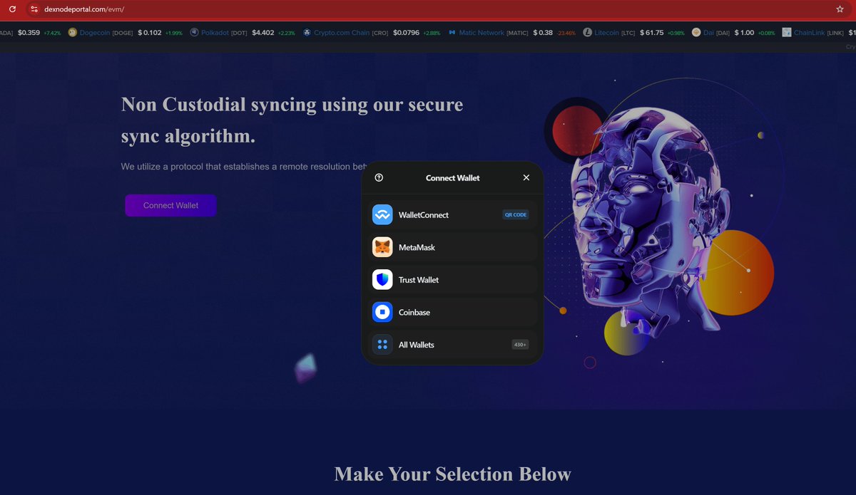 Gi7w0rm's tweet photo. Example page with #Gooly #Drainer
site: https://dexnodeportal[.]com/evm/ https://t.co/Rqs73O4xyT