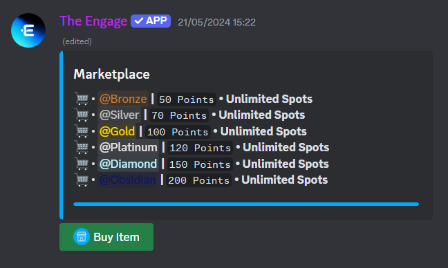 anarcaze's tweet photo. 📜Quest 3: Grind the Leaderboard
Link: https://t.co/rnbStkU07y
You can get engage points by following these steps:
✅React in #announcement channels
✅Use /Claim in #botcommands channel
✅Engage with tweets via #engage channel
✅Participate in community events
Once you have accumulated enough points, head to the #marketplace channel to purchase roles with the amount of points you have:
Good luck to everyone in winning exciting rewards from Reneverse Airdrop Season 2, see you in the next content 👍