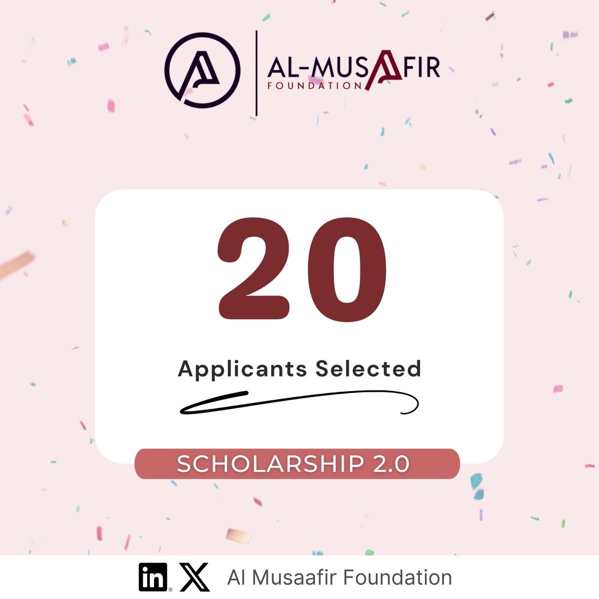 AlMusaafirF's tweet image. Congratulations to the 20 selected applicants! 🎉
The recently concluded interview session has officially brought the Al-Musaafir Foundation Scholarship 2.0 to a close!
Stay tuned for updates on our upcoming workshops, which are open to all applicants.