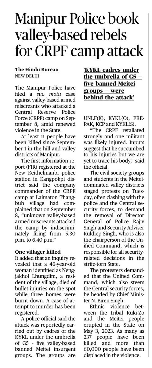 samkhongsai_'s tweet photo. G5 And Not 5G Operating in #Manipur 
You must have heard of 5G internet 🛜&amp; G5 group of countries but G5 here comprises of 5 Separatist Meitei militants-KYKL, PREPAK, UNLF(K), KYKL(O), KYKL(S), and KLO. This group is behind CRPF Thagbuh attack. Why are separatists allowed in 🇮🇳 https://t.co/C7XizlowGQ